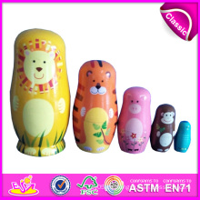 2014 bunte hölzerne Russland Nest Dolls für Kinder, süße Russland Nest Puppe für Kinder, Russland Matryoshka Nest Puppe für Baby Factory W06D039